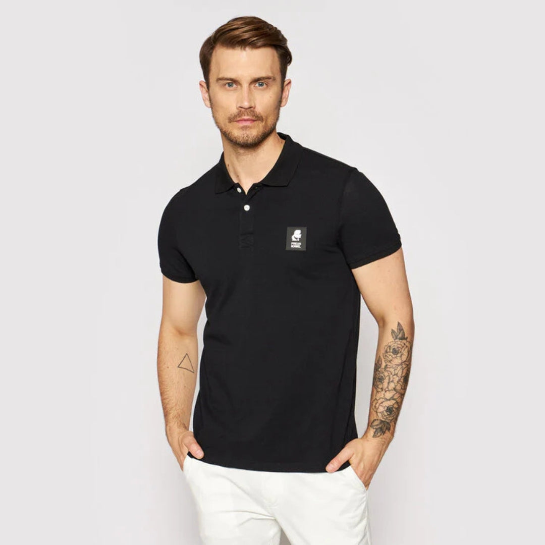 Karl Lagerfeld Logo Patch Polo Shirt – KL21MPL01 – Black