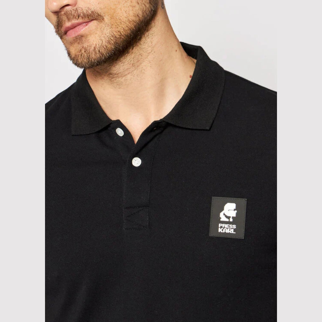 Karl Lagerfeld Logo Patch Polo Shirt – KL21MPL01 – Black