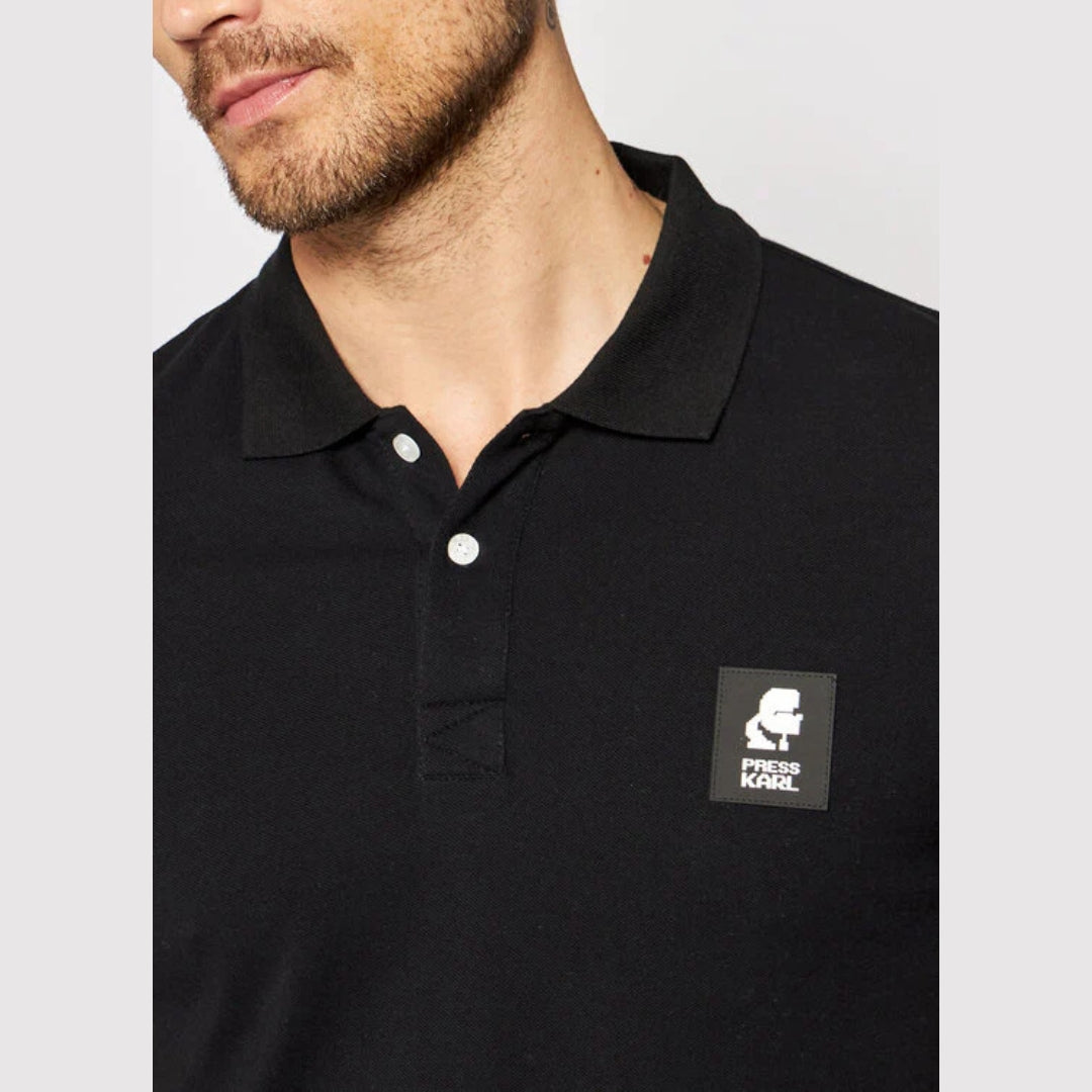 Karl Lagerfeld Logo Patch Polo Shirt – KL21MPL01 – Black