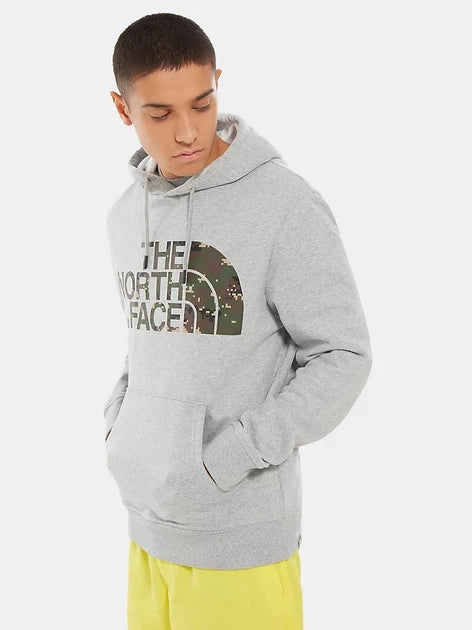 The North Face Drew Peak Camo Logo Pullover Hoodie – NF0A3XYDDYX1 – Light Grey Heather