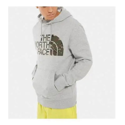 The North Face Drew Peak Camo Logo Pullover Hoodie – NF0A3XYDDYX1 – Light Grey Heather