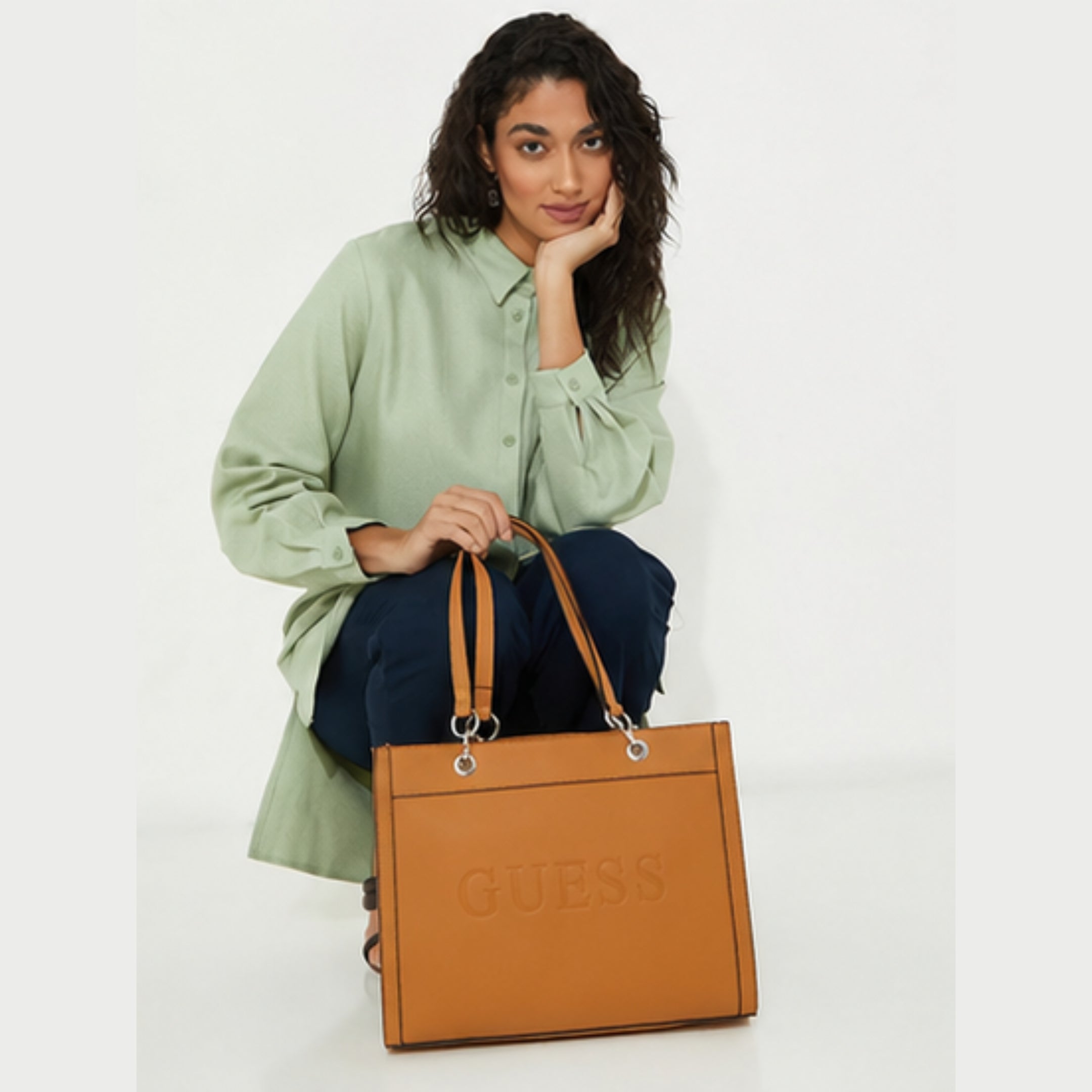 GUESS Structured Logo-Embossed Tote Bag – LE792925 HON – Honey