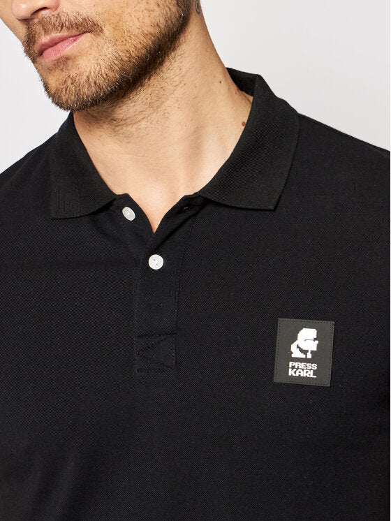 Karl Lagerfeld Logo Patch Polo Shirt – KL21MPL01 – Black