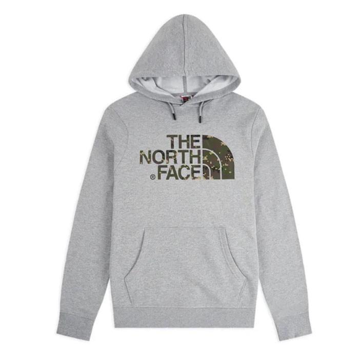 The North Face Drew Peak Camo Logo Pullover Hoodie – NF0A3XYDDYX1 – Light Grey Heather